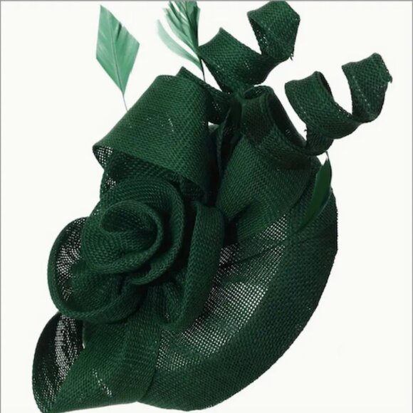 Dark Green Fascinator Hat for Weddings and Derby - Picture 2 of 4